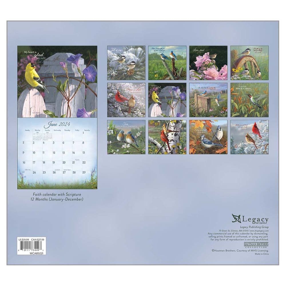 Songbirds of Faith Special Edition 2024 Wall Calendar