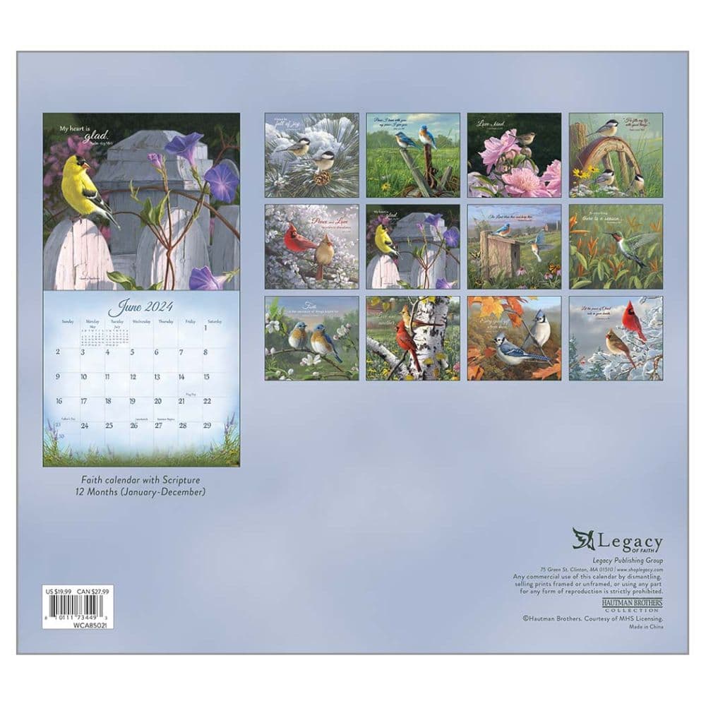 Songbirds of Faith Special Edition 2024 Wall Calendar Alternate Image 1