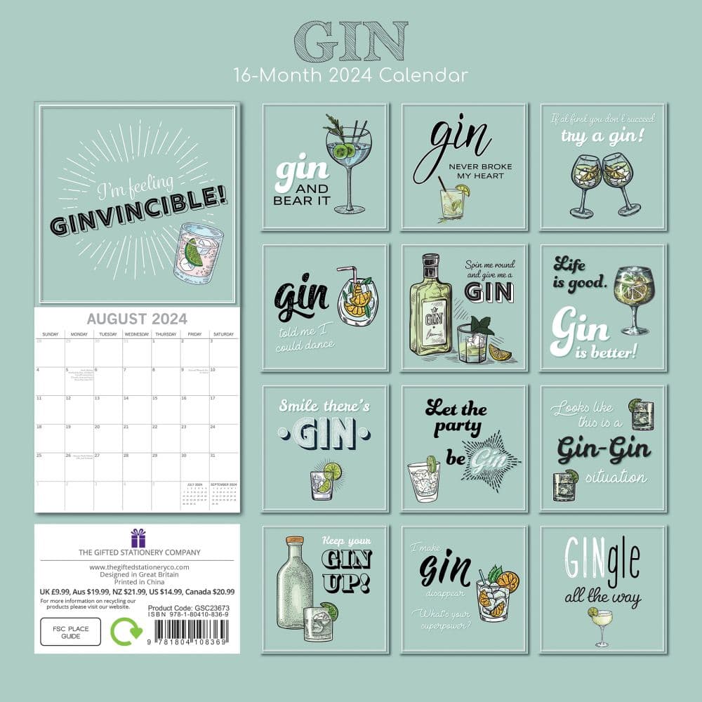 Gin 2024 Wall Calendar