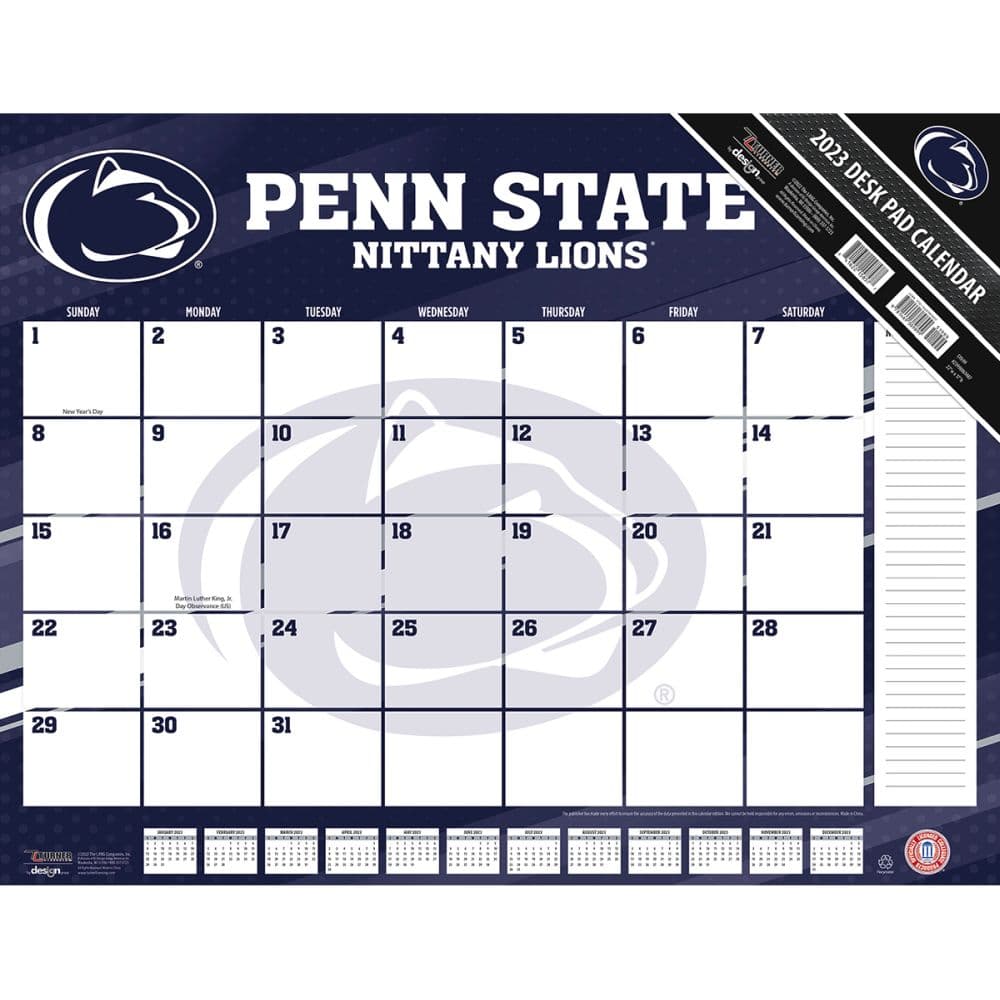 Turner Sports Penn State Nittany Lions 2023 Desk Pad Calendar