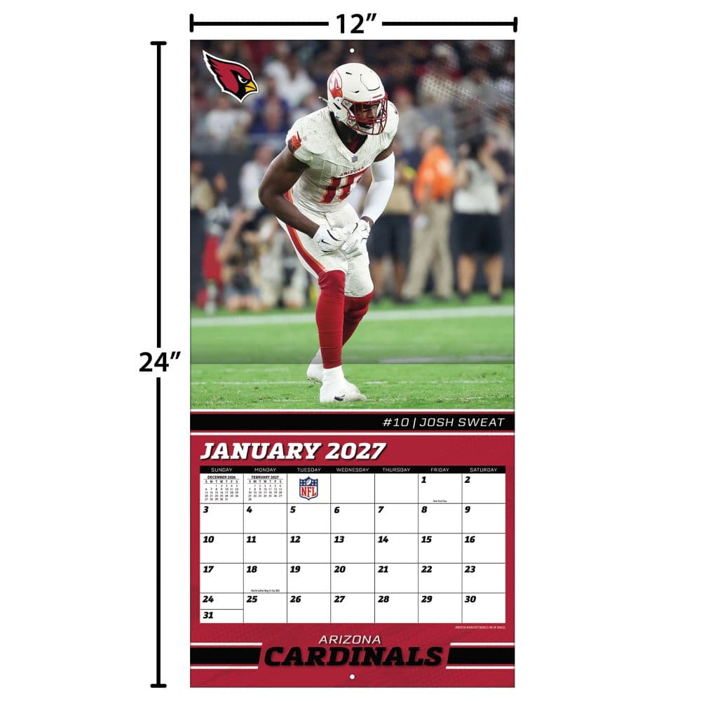 NFL Arizona Cardinals 2027 Wall Calendar Fourth Alternate image