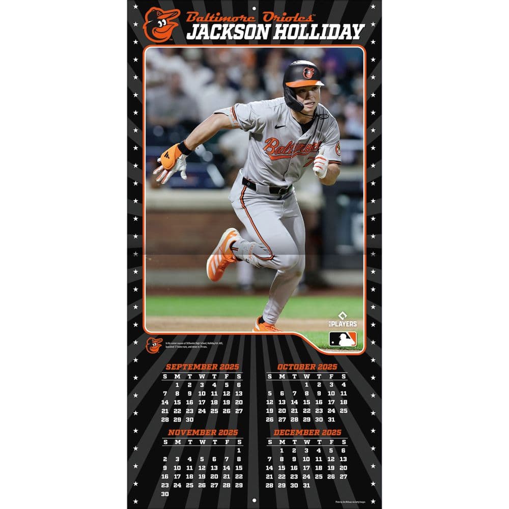 MLB Baltimore Orioles Jackson Holliday 2026 Wall Calendar Second Alternate Image