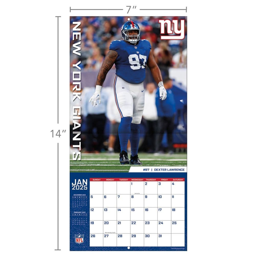 New York Giants 2025 Mini Wall Calendar Sixth Alternate Image