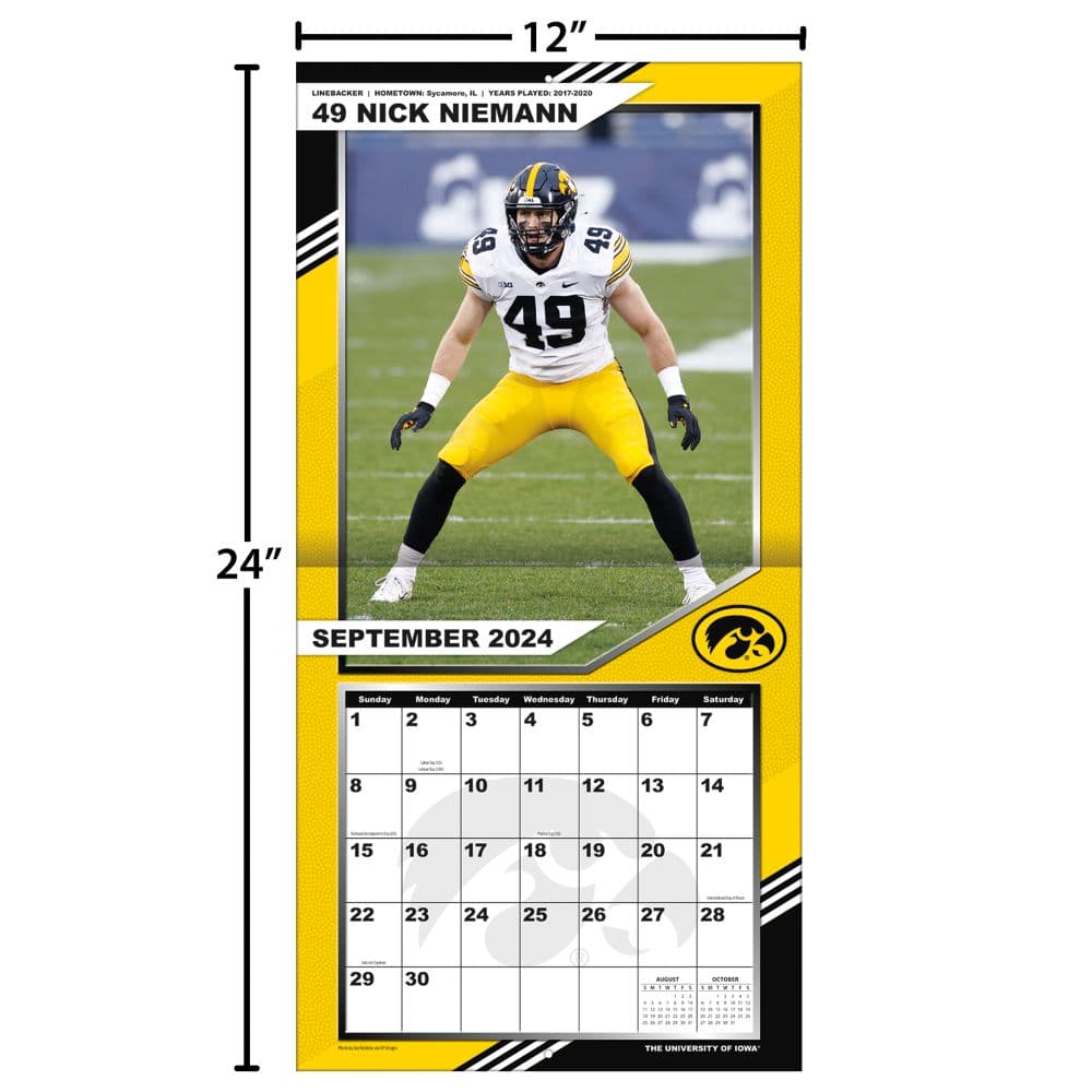 COL Iowa Hawkeyes 2025 Wall Calendar Fourth Alternate Image