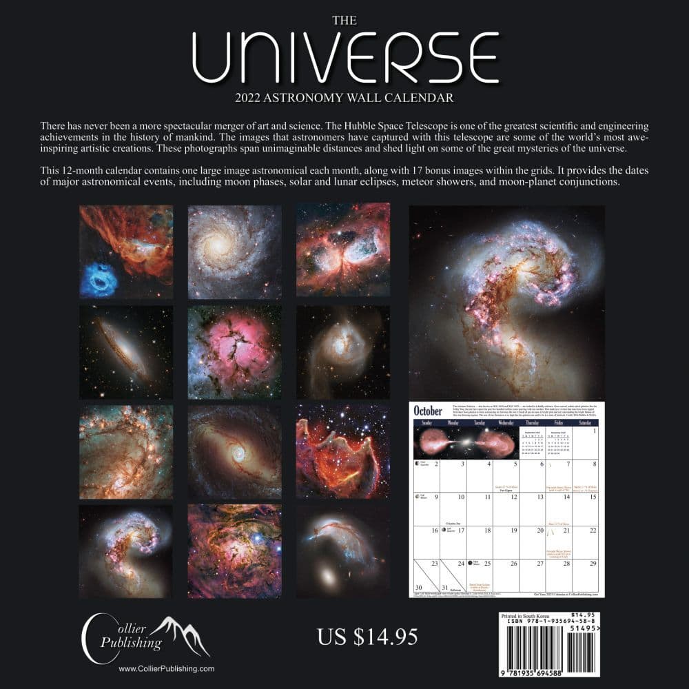 The Universe 2022 Astronomy Wall Calendar Free Shipping Within US 9781935694588 12"x12" 
