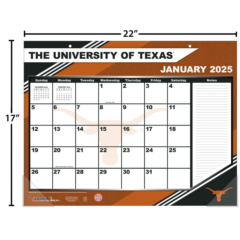 COL Texas Longhorns 2025 Desk Pad Fourth Alternate Image width="1000" height="1000"