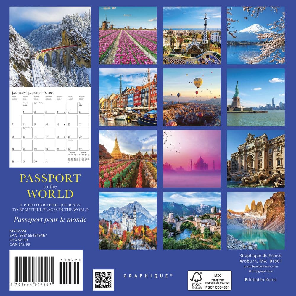 Passport to the World 2024 Mini Wall Calendar
