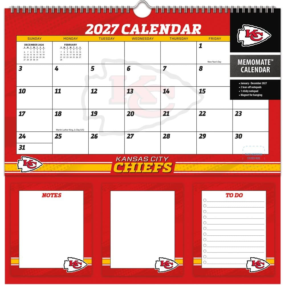 image NFL Kansas City Chiefs 2027 Memomate Spiral Wall Calendar