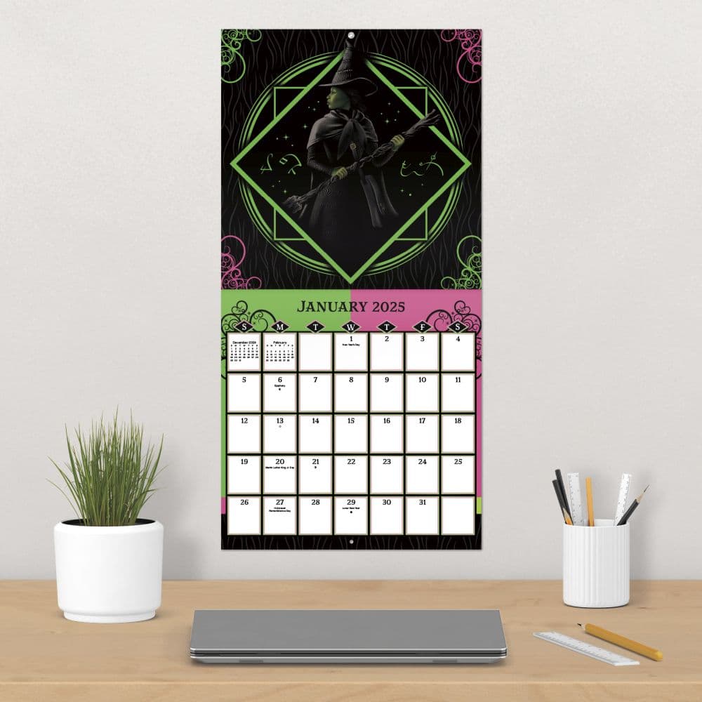 Wicked Movie Elphaba and Glinda 2025 Wall Calendar Alt4