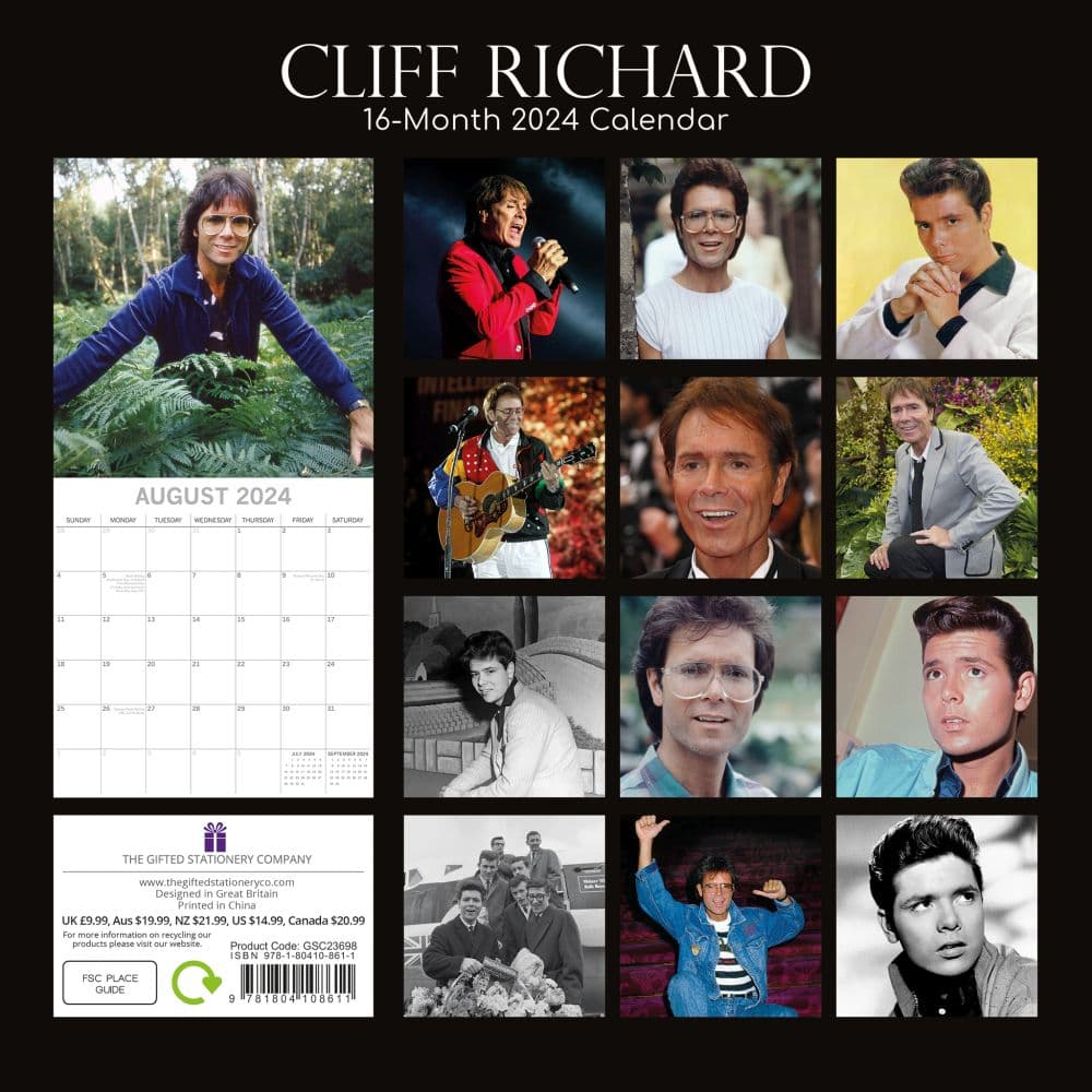 Cliff Richard 2025 Wall Calendar