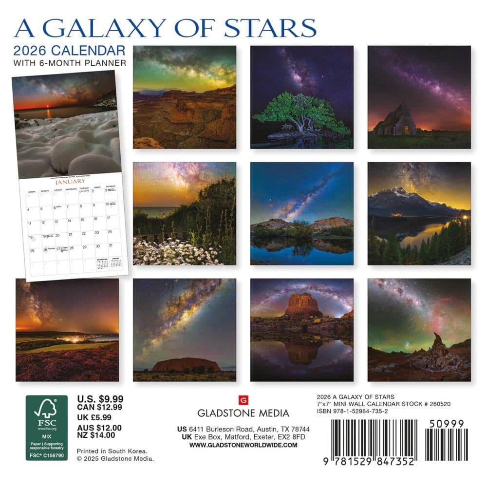 Galaxy of Stars 2026 Mini Wall Calendar First Alternate Image
