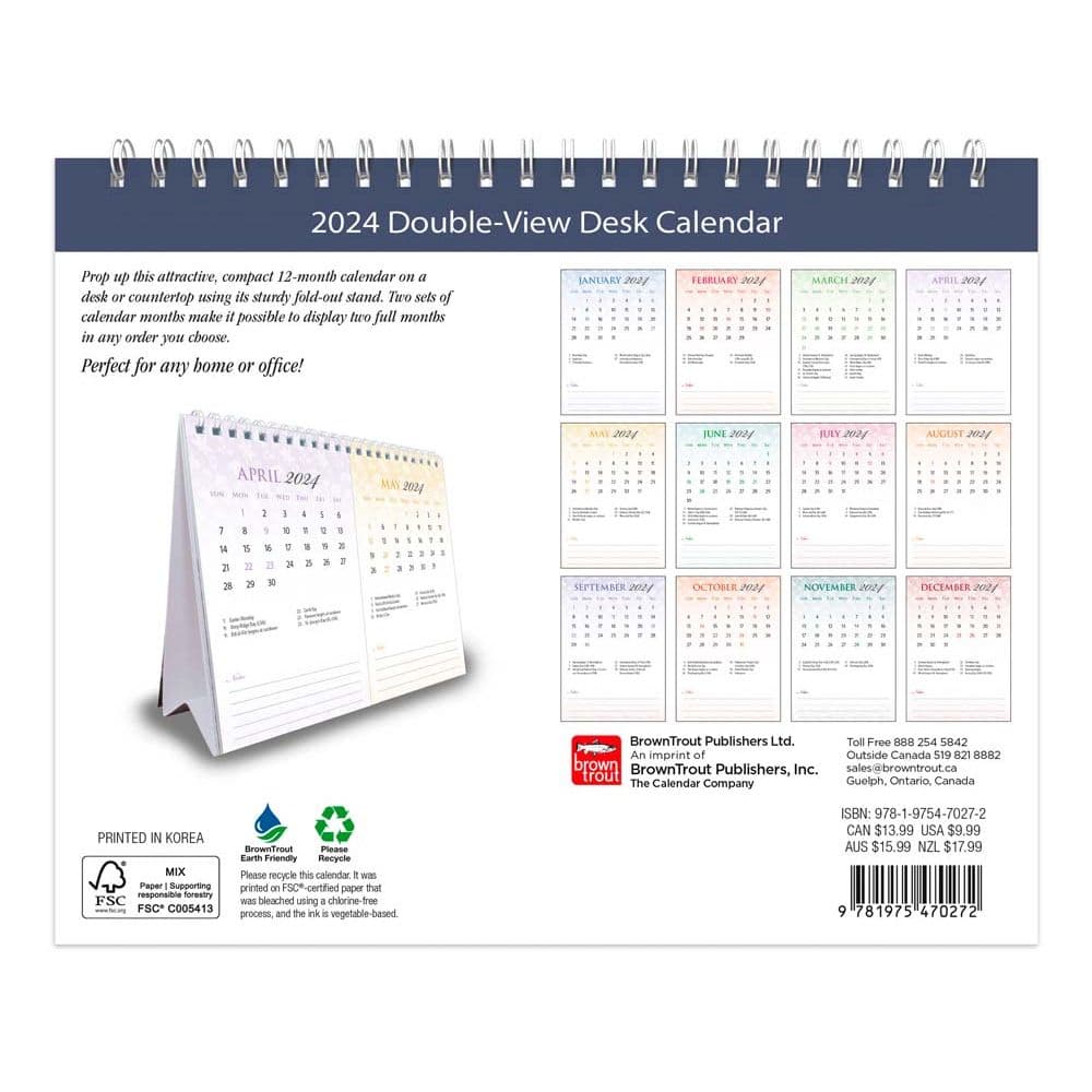 Patterned 2024 Easel Desk Calendar