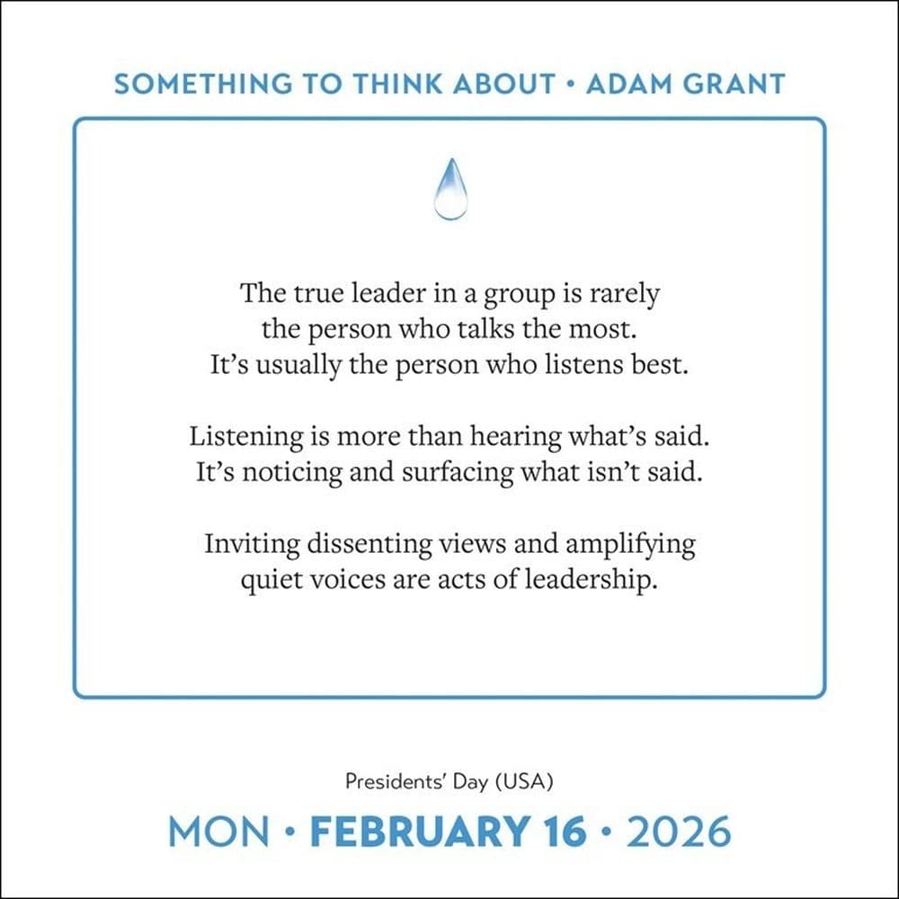 Adam Grant 2026 Desk Calendar Second Alternate Image