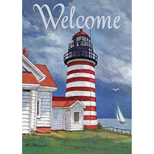 Lighthouse Outdoor Flag-Large - 28 x 40 by Betty Whiteaker
