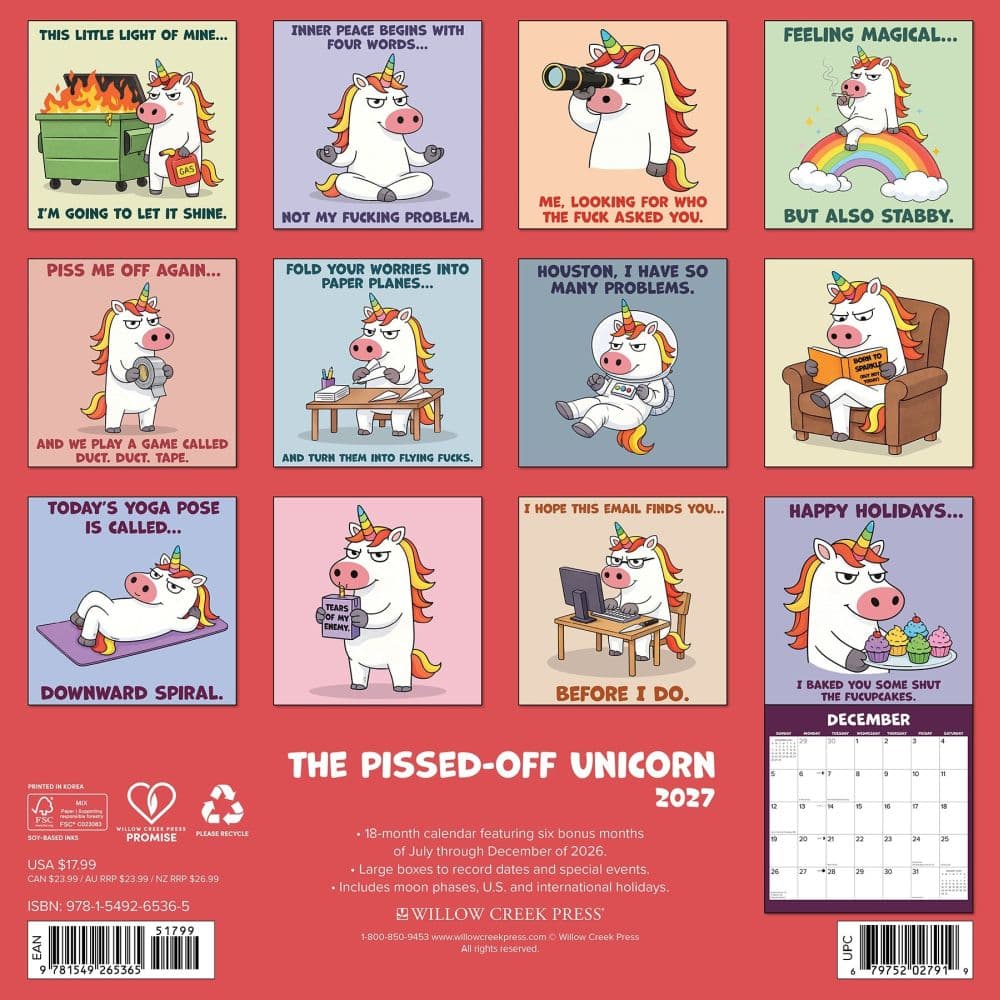 Pissed-Off Unicorns 2027 Wall Calendar First Alternate Image