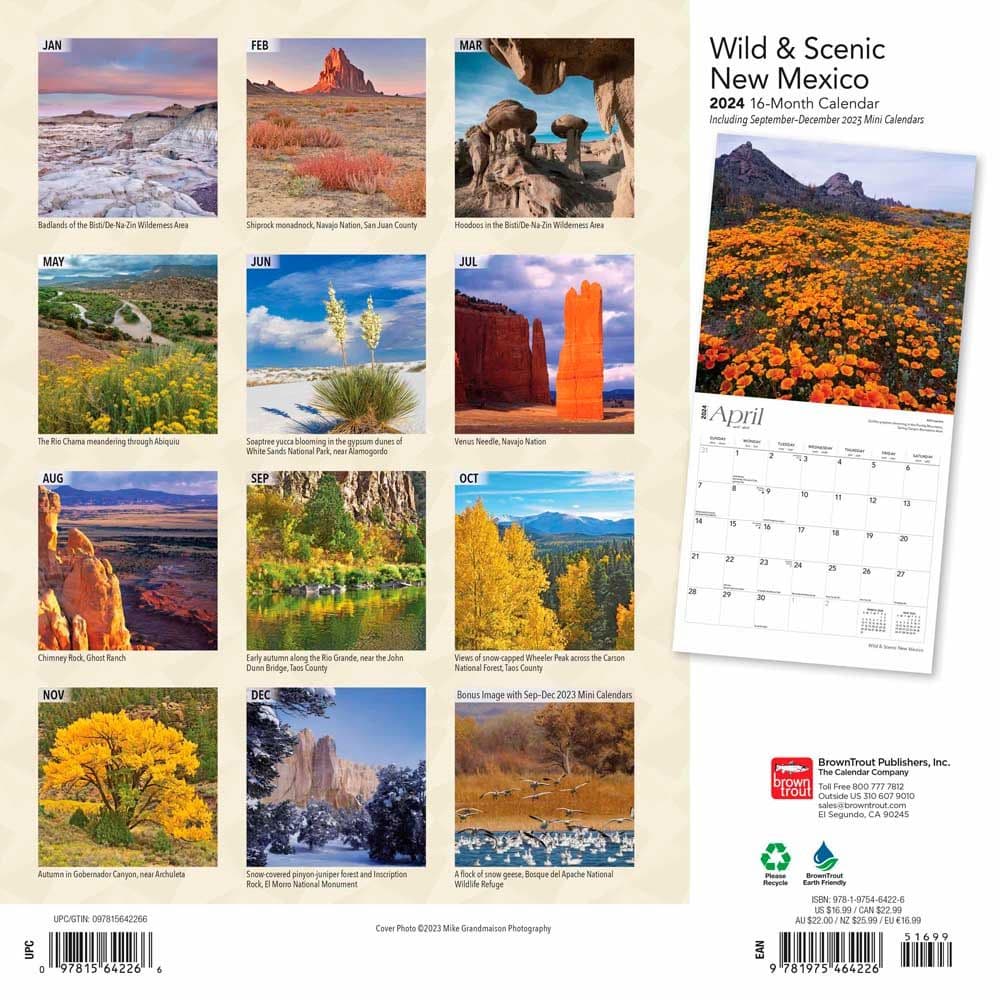 New Mexico Wild and Scenic 2024 Wall Calendar