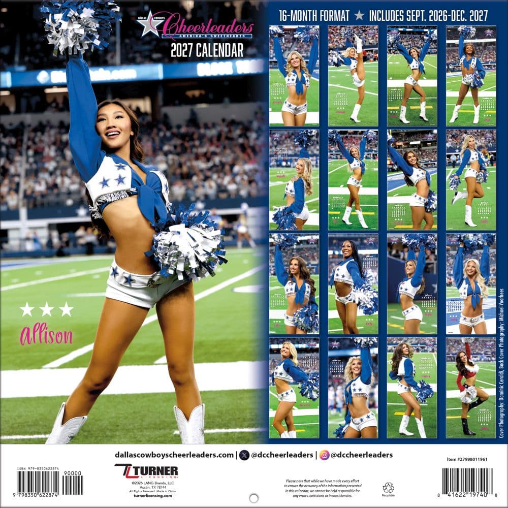 NFL Dallas Cowboys Cheerleaders 16 Month 2027 Wall Calendar First Alternate Image