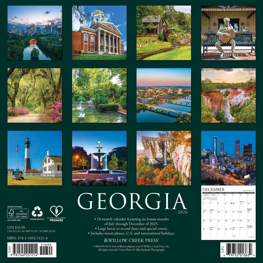 Georgia 2026 Wall Calendar First Alternate Image