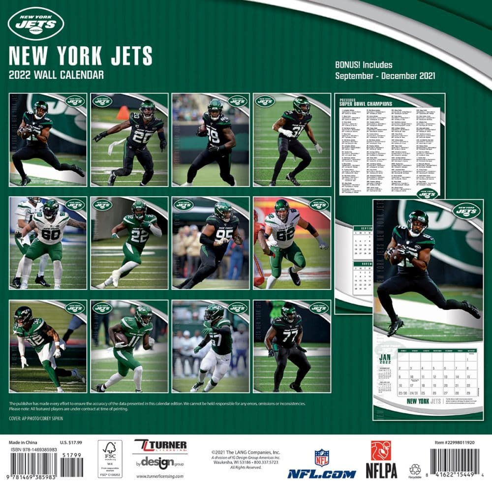 New York Jets 2022 Wall Calendar - Calendars.com