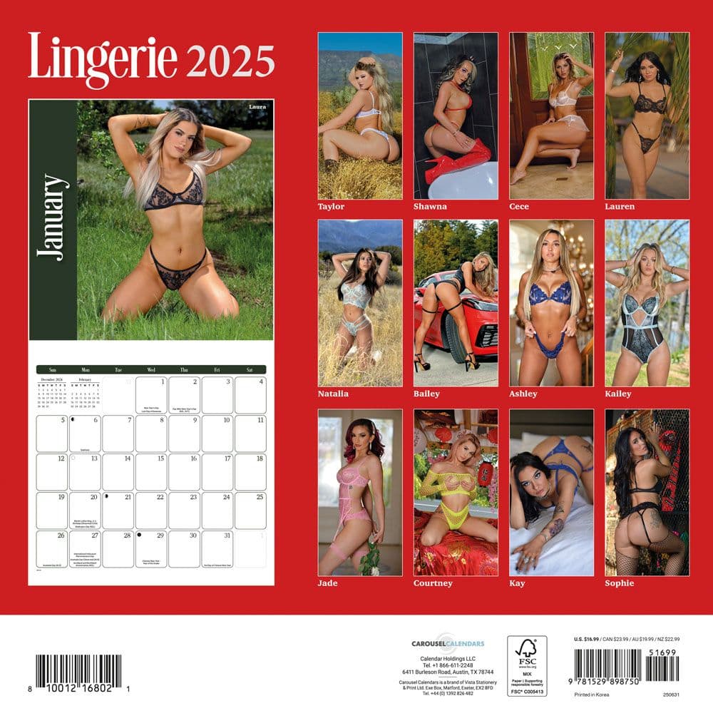 Lingerie 2025 Wall Calendar First Alternate Image width=&quot;1000&quot; height=&quot;1000&quot;