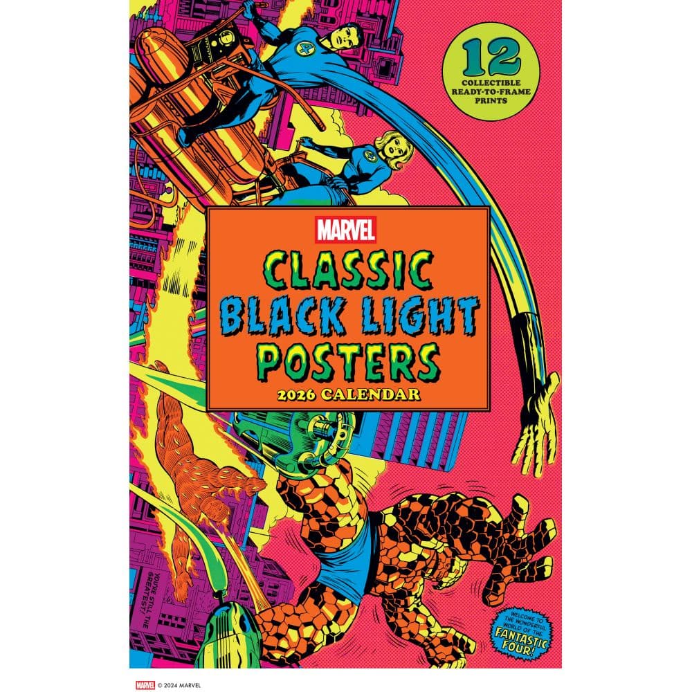Marvel Classic Black Light Poster 2026 Wall Calendar Main Image