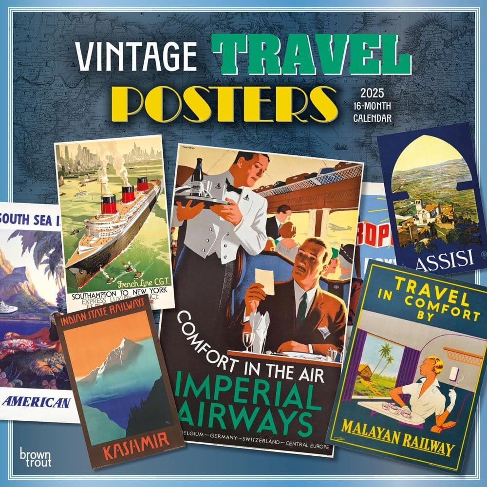 Vintage Travel Posters 2025 Wall Calendar