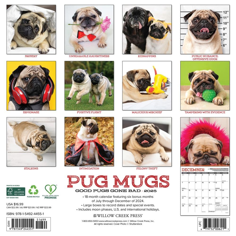 Pug Mugs 2025 Wall Calendar First Alternate Image width=&quot;1000&quot; height=&quot;1000&quot;