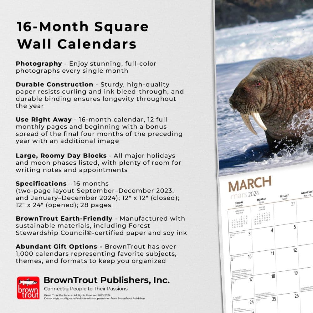 Wildlife 2024 Wall Calendar highlights