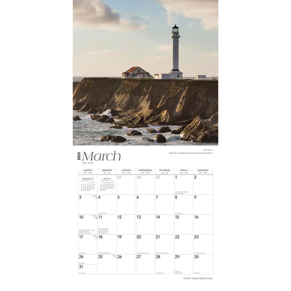 Lighthouses Pacific Coast 2024 Wall Calendar