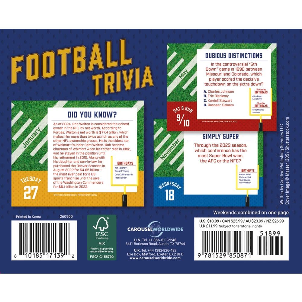 Football Trivia 2026 Desk Calendar First Alternate Image
