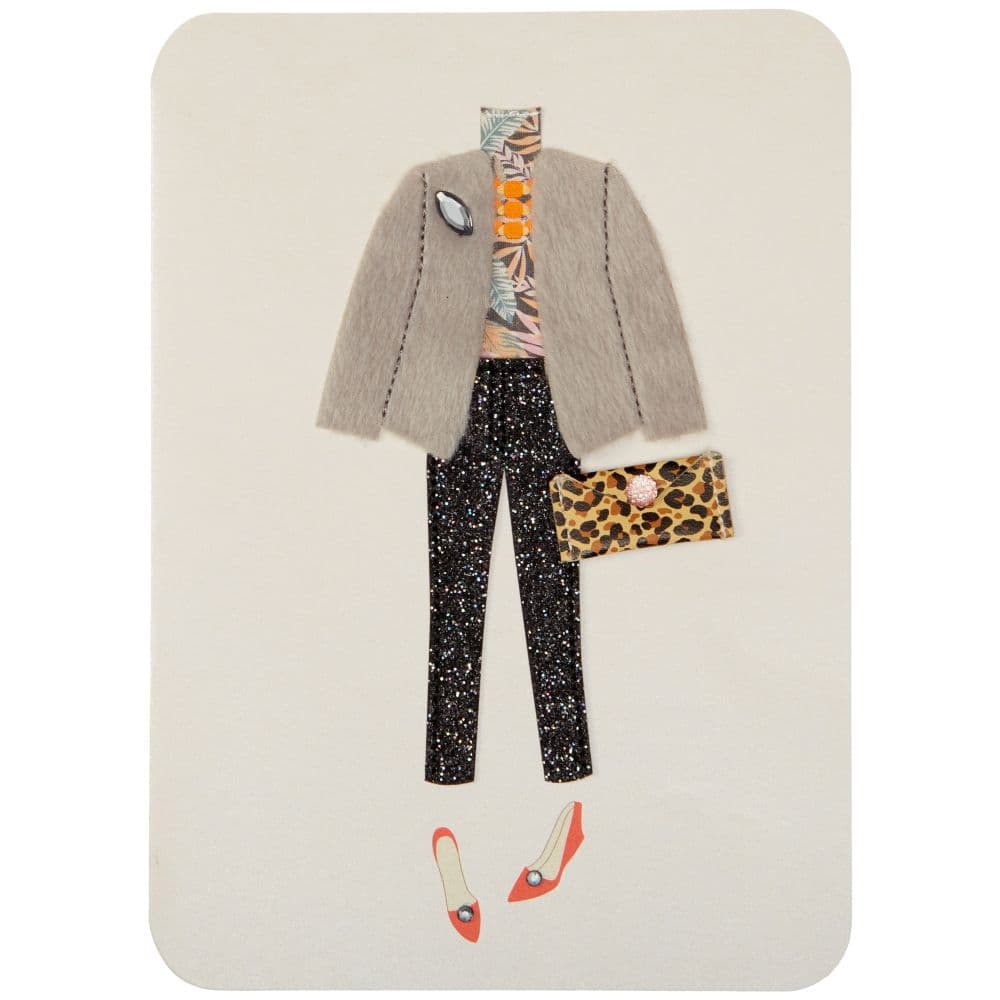 Outfit with Fur Coat Birthday Card First Alternate Image