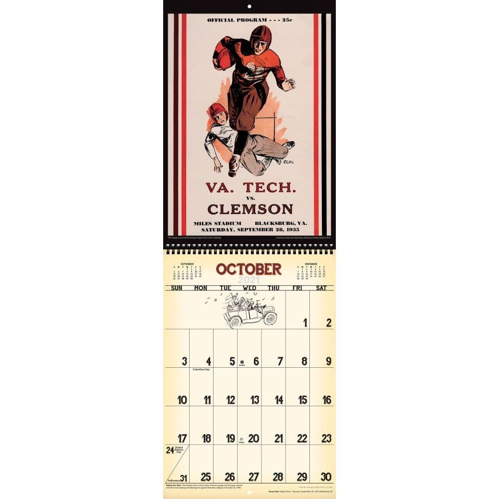 Virginia Tech Vintage Football Wall Calendar