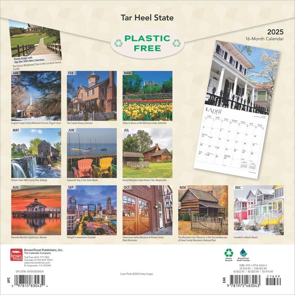 Tar Heel State North Carolina 2025 Wall Calendar First Alternate Image width=&quot;1000&quot; height=&quot;1000&quot;