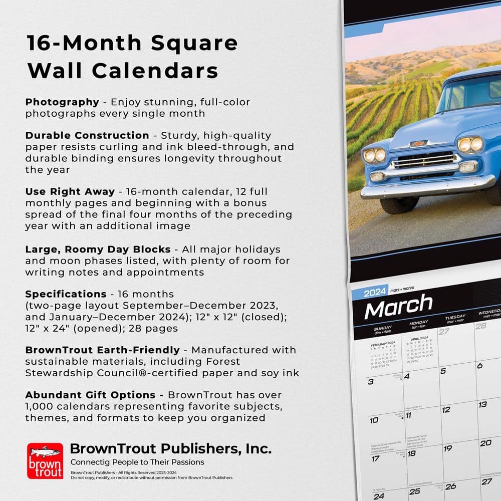 Chevy Classic Pickups 2024 Wall Calendar Alternate Image 4