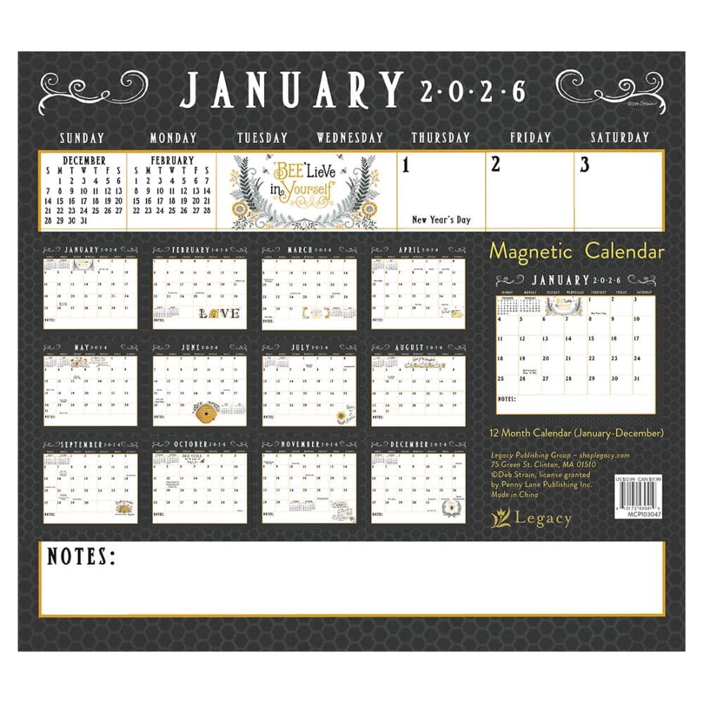 Beeutiful Life by Deb Strain 2026 Magnetic Calendar First Alternate Image
