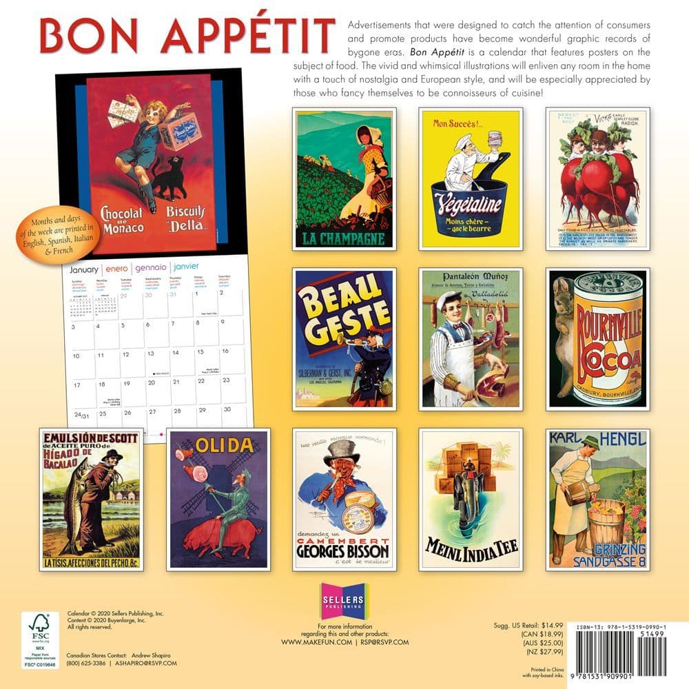 Bon Appetit Wall Calendar