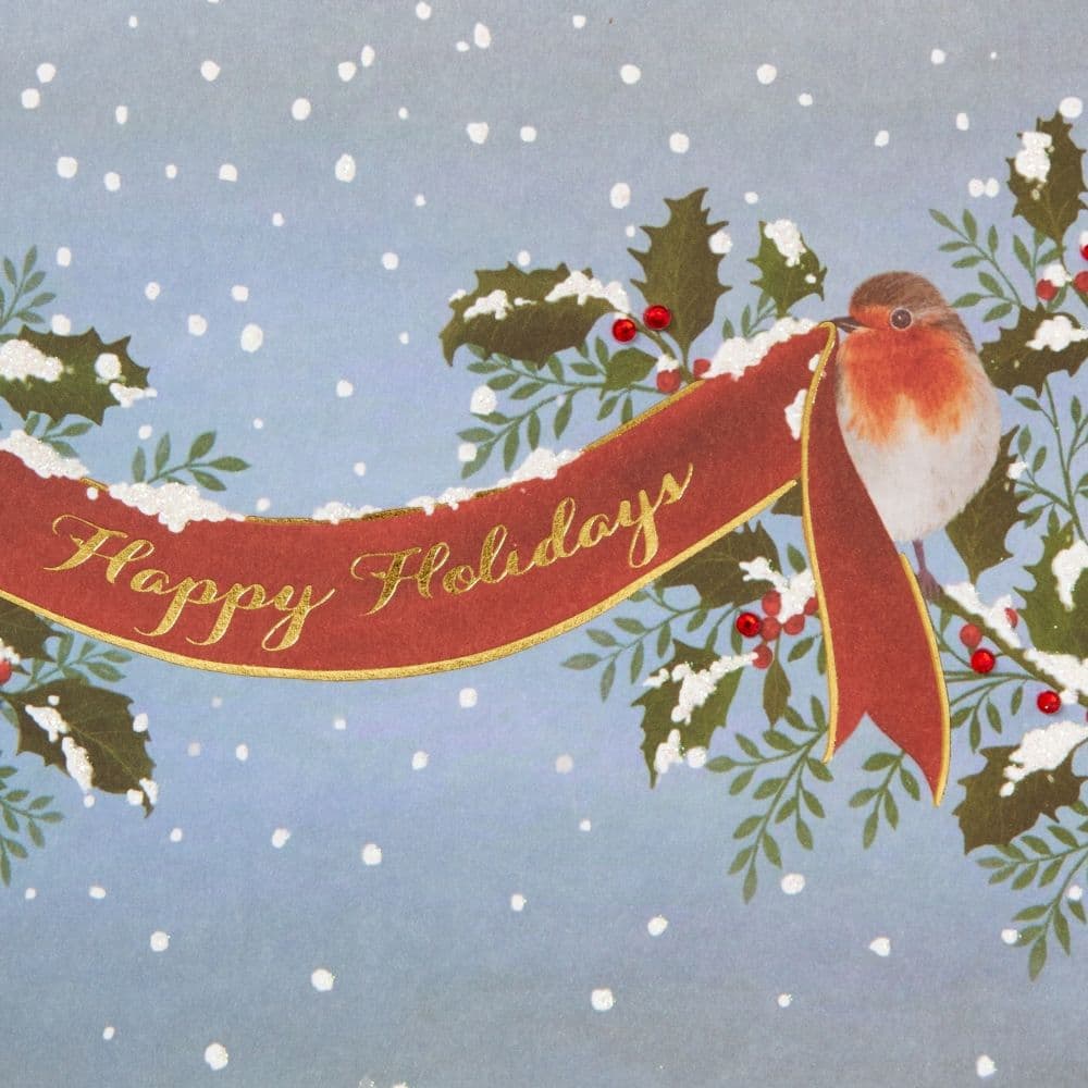 Robins Holding Banner Christmas Card Third Alternate Image width=&quot;1000&quot; height=&quot;1000&quot;