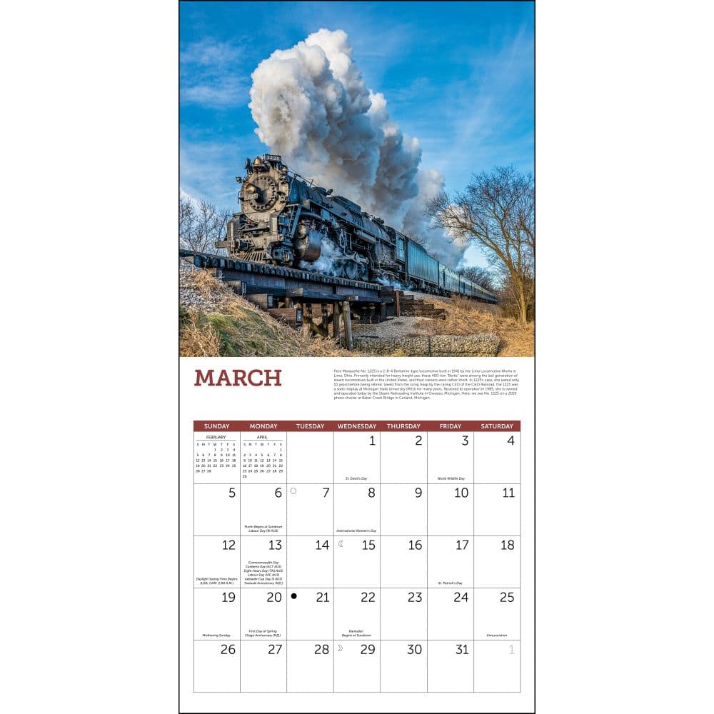 Steam Trains 2023 Calendar - Calendars.com