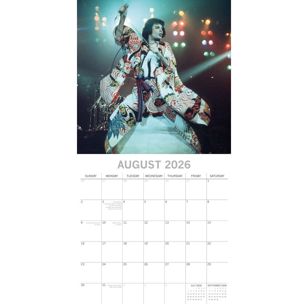 Freddie Mercury 2026 Wall Calendar, 12'' X 12'', 16-Month Calendar with Stapled Binding