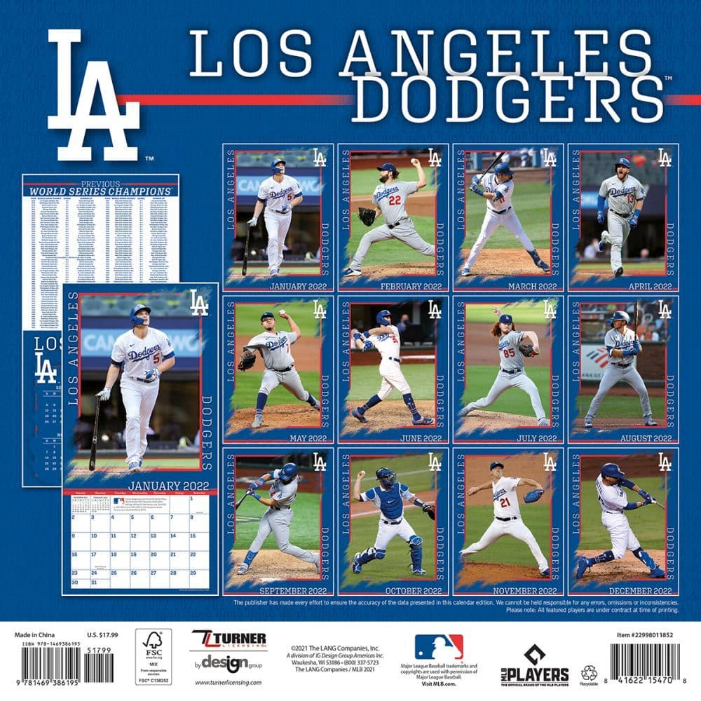 Los Angeles Dodgers 2022 Wall Calendar Calendars Com