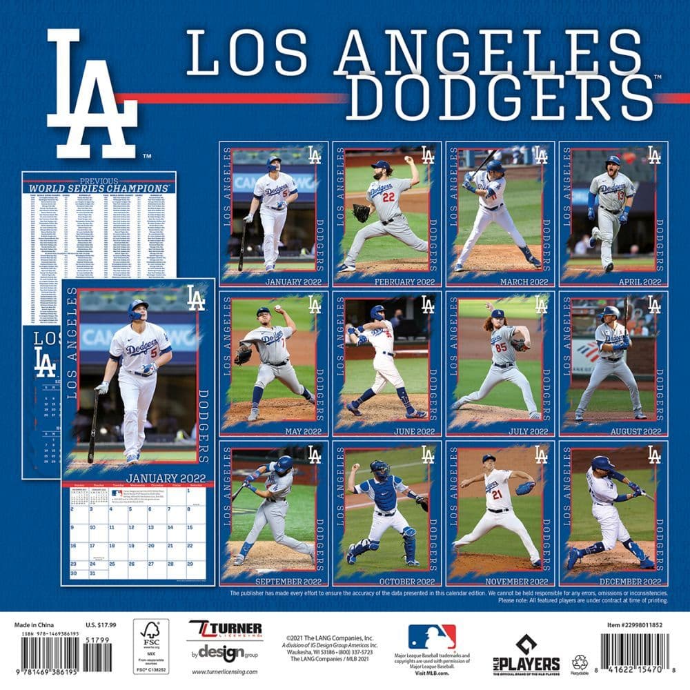 La Dodgers Schedule 2022 Los Angeles Dodgers 2022 Wall Calendar - Calendars.com