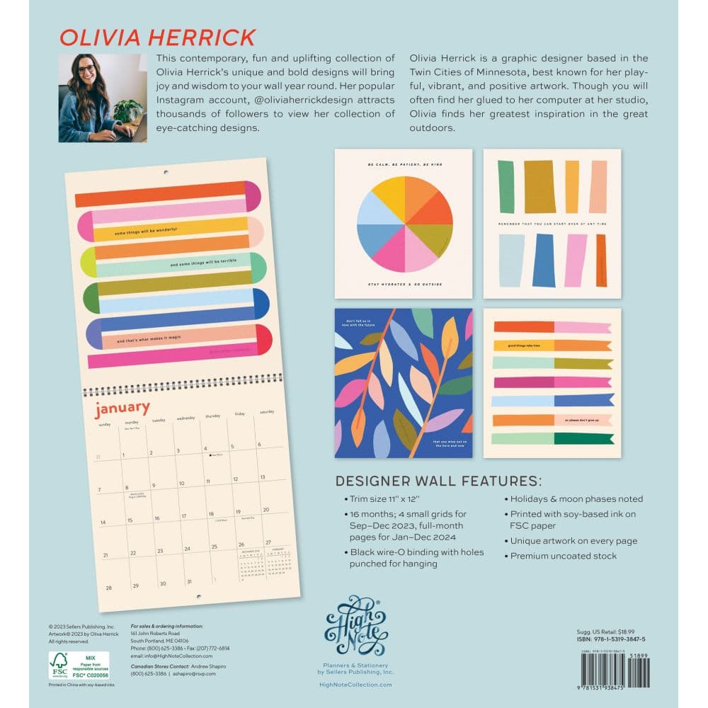 Olivia Herrick Designer 2024 Wall Calendar