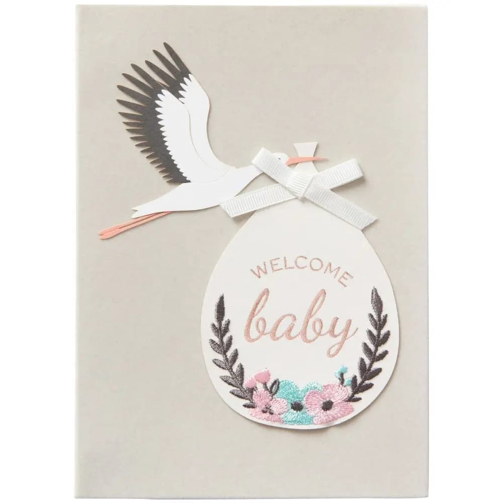 Stork and Bundle New Baby Card front