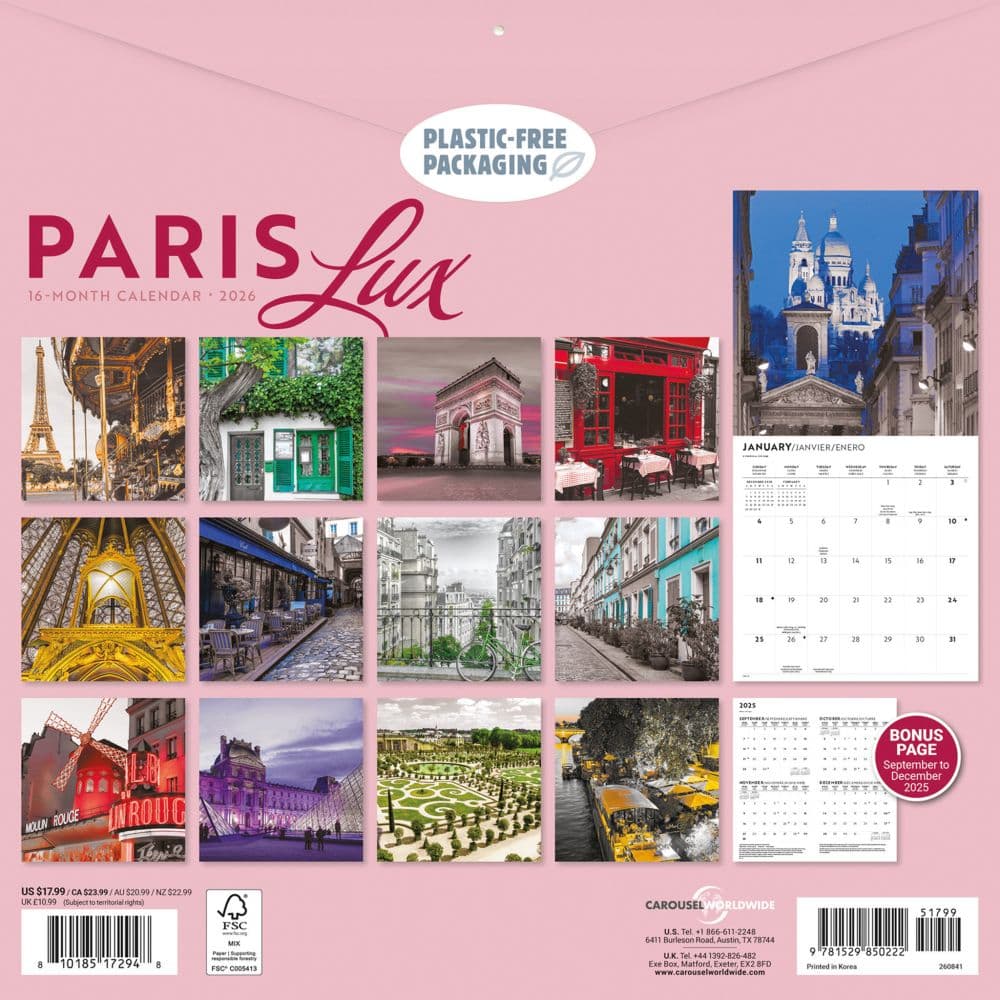 Paris Lux 2026 Wall Calendar First Alternate Image