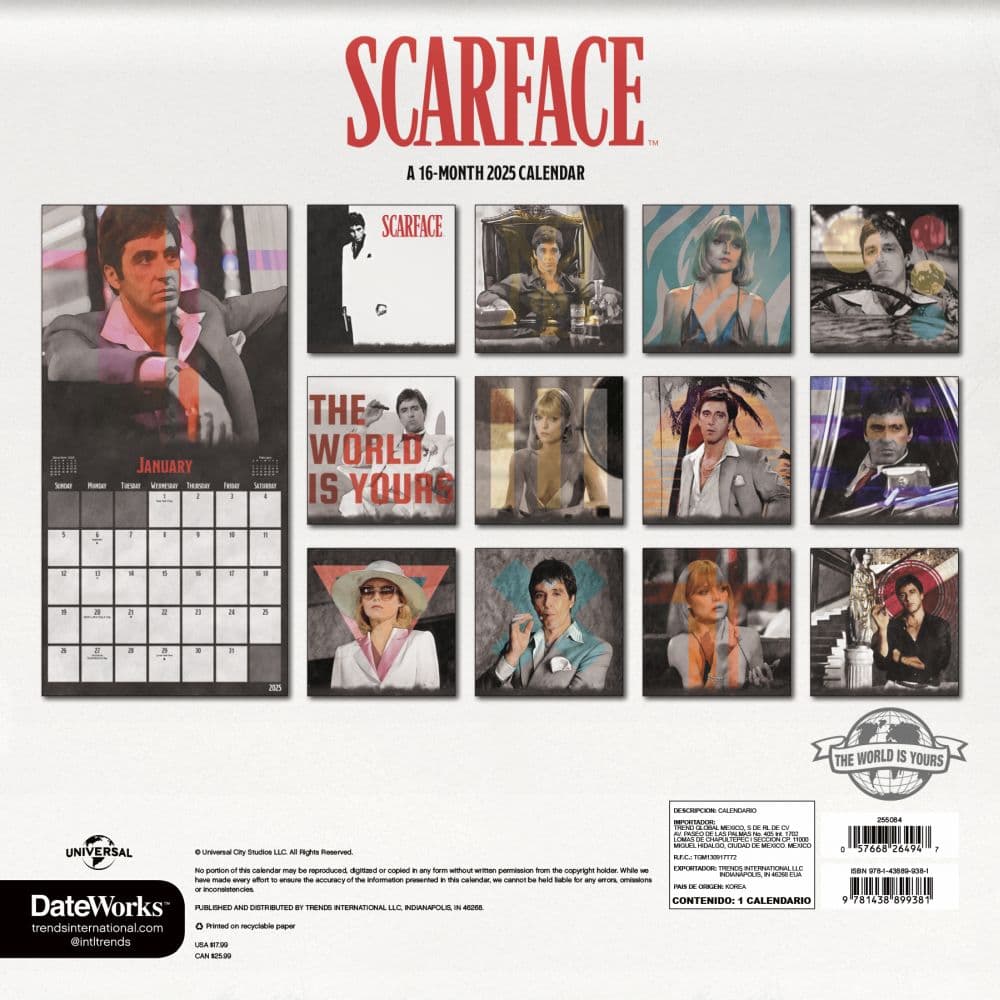 Scarface 2025 Wall Calendar Alt1