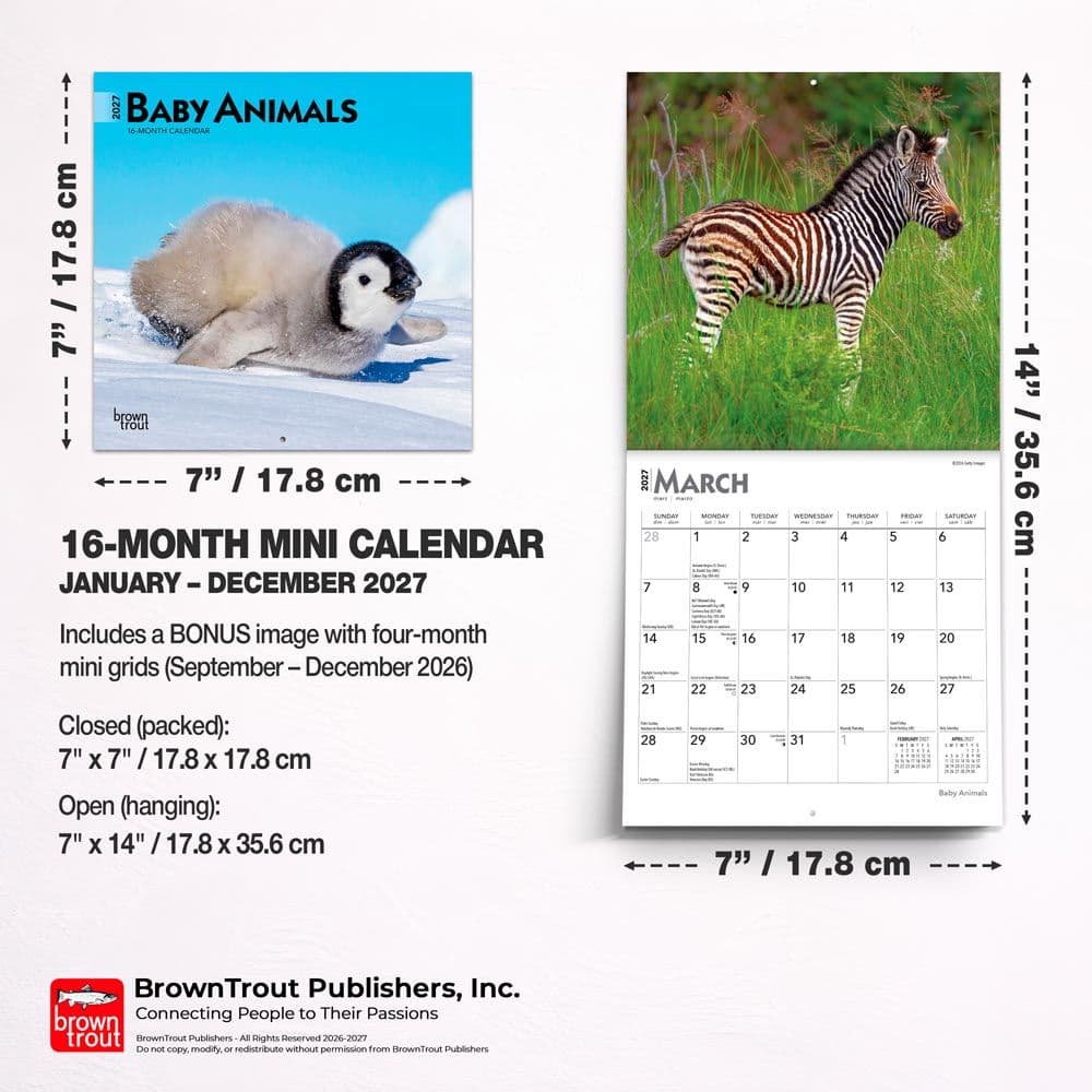 Baby Animals 2027 Mini Wall Calendar Sixth Alternate Image