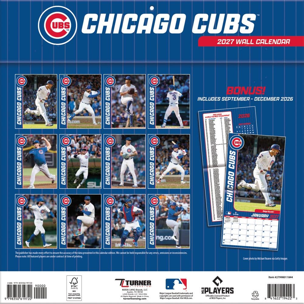 MLB Chicago Cubs 2027 Wall Calendar First Alternate Image