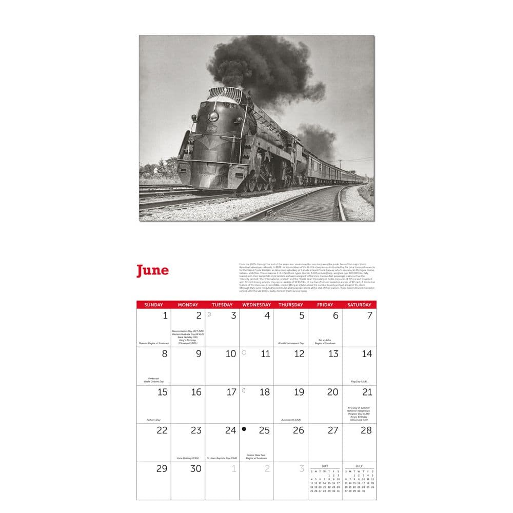 Trains Classic 2025 Wall Calendar Third Alternate Image width="1000" height="1000"