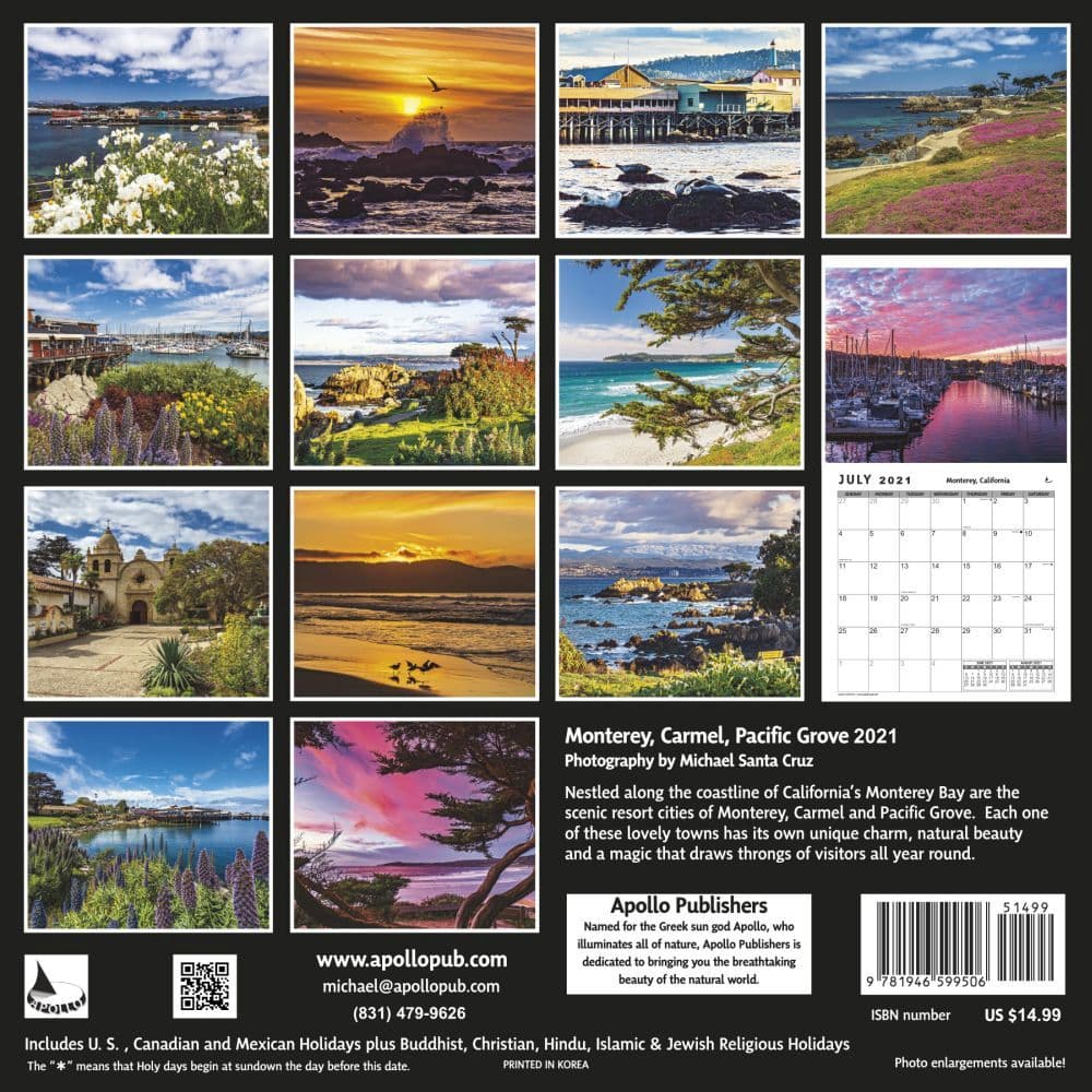 Monterey Carmel & Pacific Grove Wall Calendar - Calendars.com