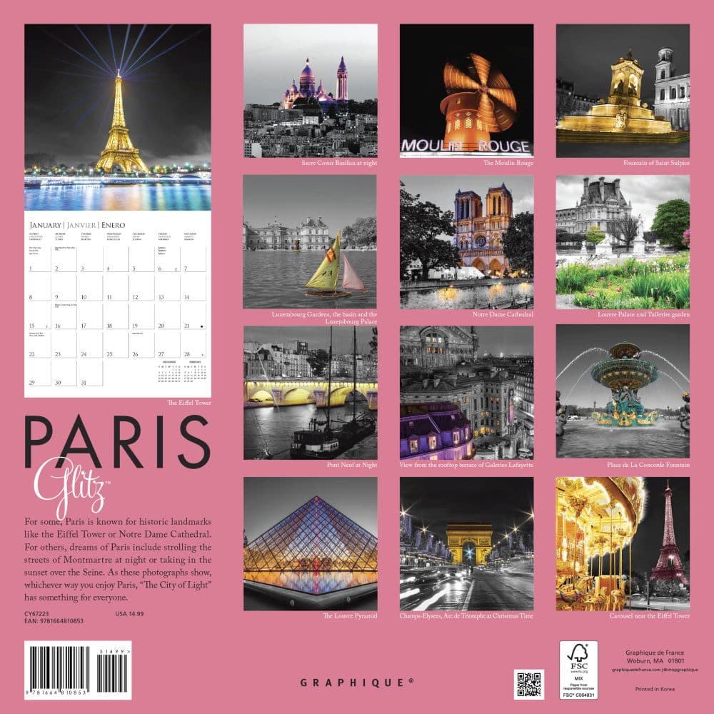 Paris Glitz 2023 Wall Calendar - Calendars.com